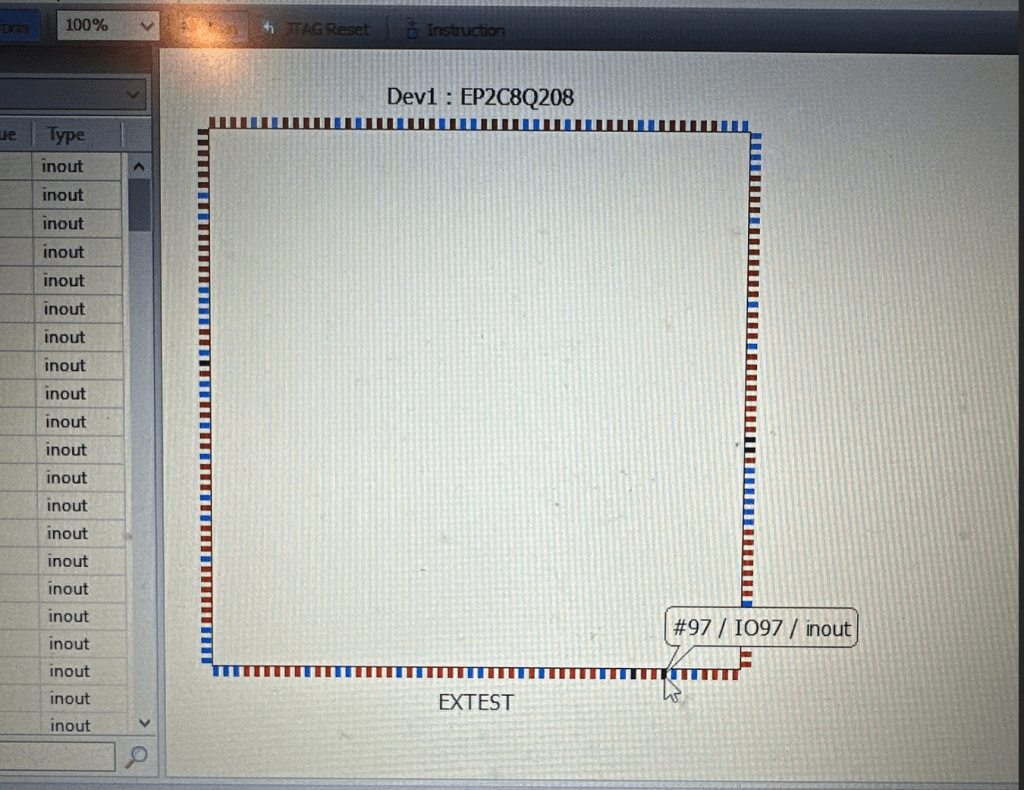 Pin 97 (grounded pin) turned black to indicate logic 0