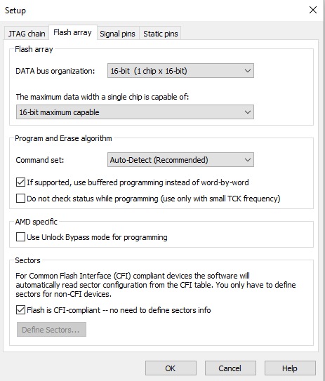 Set up flash array upon BUS organization and flash orientation