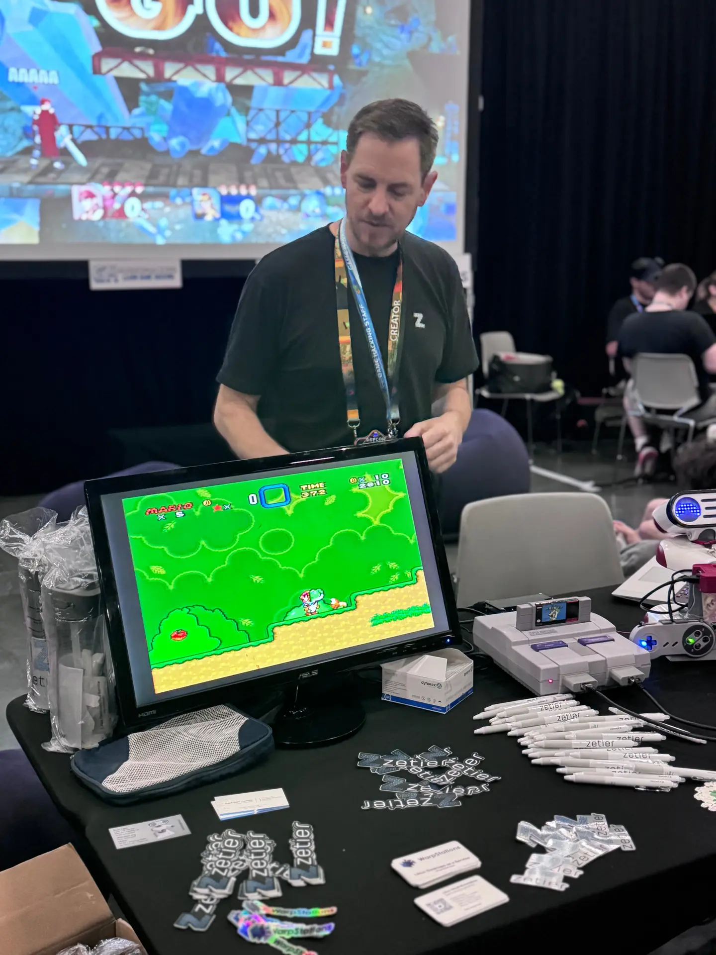 dwangoAC demonstrating TASBot playing Super Mario World on an unmodified Super Nintendo.